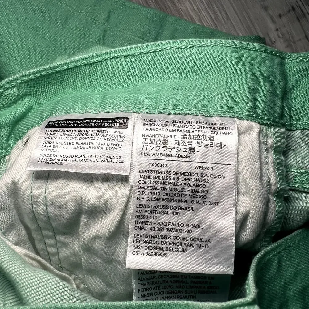 LEVI'S 501 90's Vtg Green Denim Unisex Button-fly Jeans